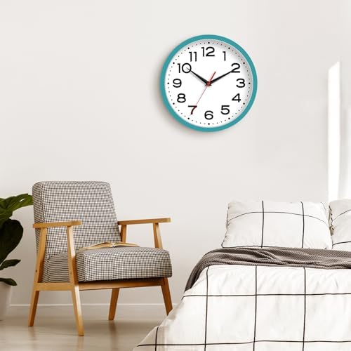 Roymnie 8 Inch Small Wall Clock, Battery Operated Silent Non Ticking Blue - Image 2