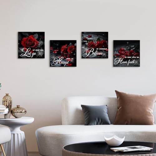 Red Wall Art for Bedroom Rose Wall Decor Red Bathroom Decor Flower - Image 6
