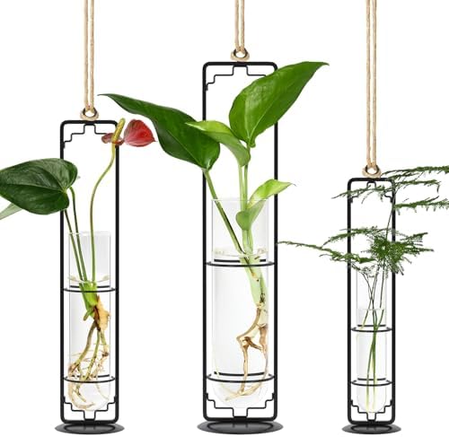 MIPON Metal Hanging Plant Propagation Station, 3 Size Glass Test Tube by MIPON