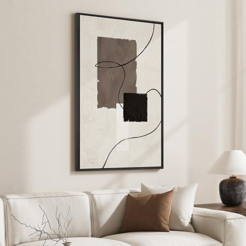 Framed Black White Neutral Modern Abstract Wall Art, 1 Piece 24x36 In - Image 2