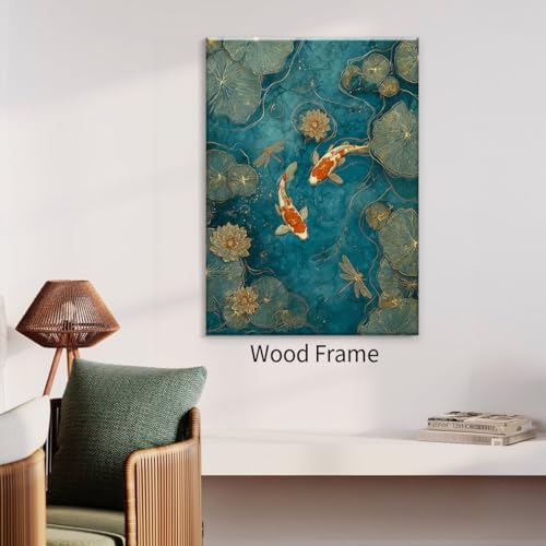 Japanese Koi Fish Zen Framed Canvas Wall Art Traditional Oriental Asian Prints - Image 6
