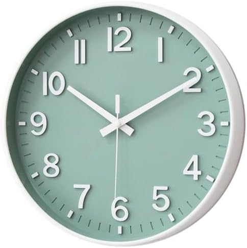 HZDHCLH 12 Inch Wall Clock Battery Operated Silent Non Ticking Green Modern - Image 2