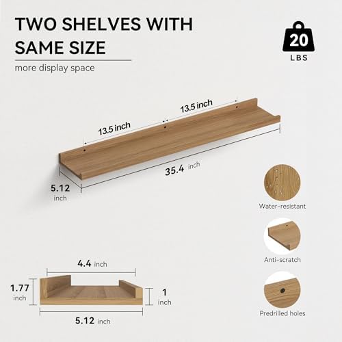 Boswillon Floating Shelves Set of 2, Long Wall Shelf - Image 3