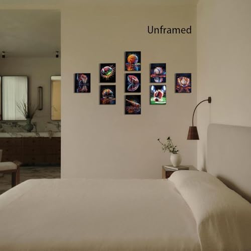 XIANGRUI Sports Wall Art Set of 9, Graffiti Basketball Baseball Football Canvas - Image 5