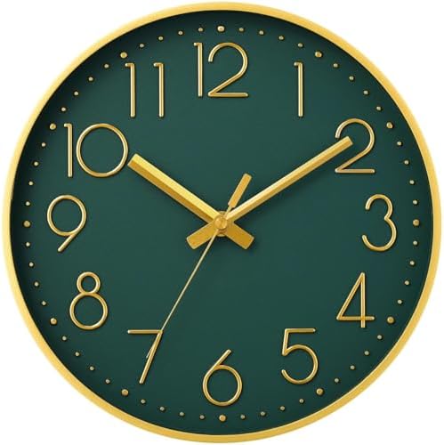 DAXSMY Wall Clock 8 Inch Dark Green Decorative, Battery Operated Silent by DAXSMY