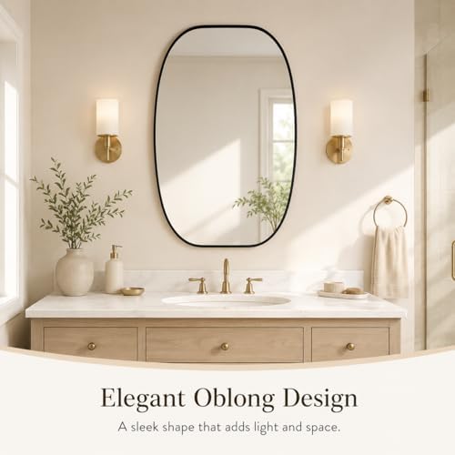 USHOWER Black Oval Bathroom Mirror 20x30 Inch, Oblong Vanity Mirror - Image 2