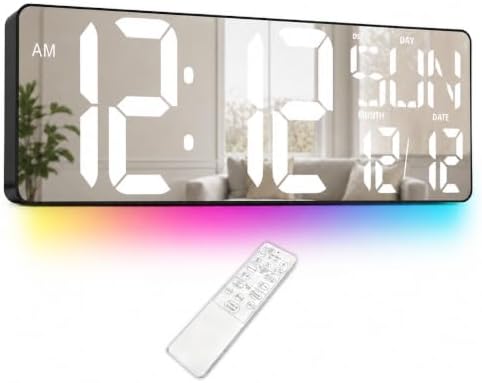 TXL 17.2-Inch Large Mirror Digital Wall Clock by TXL