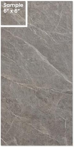Dundee Deco Faux Stone Wall Panel Sample, Dark Grey, 6x6 in by DundeeDeco