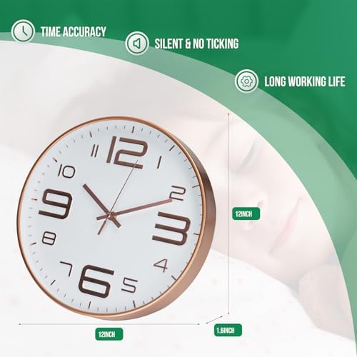 Wall Clock Modern Non-Ticking Battery Operated Silent Wall Clocks Simple Style - Image 2