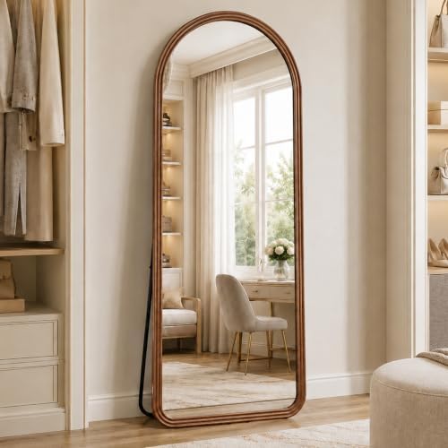 24x65 Inch Wood Arched Full Length Floor Mirror - Image 7