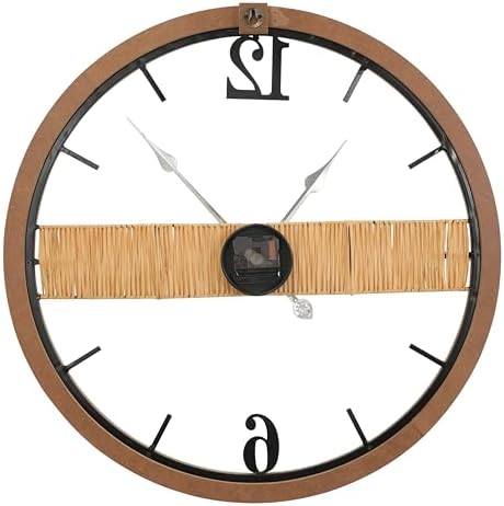 24 inch Farmhouse Natural Straw Minimalist Wall Decor Clock, Handmade Silent No - Image 5