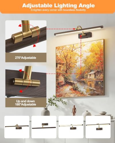 Tassuowell LED Picture Lights for Wall Rechargeable, Battery Operated Art Light - Image 7