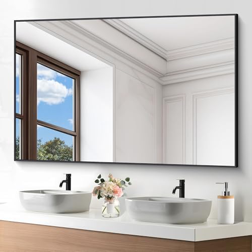 DESBING Black Bathroom Mirror for Wall, 60x40 Inch Rectangle Mirrors - Image 2