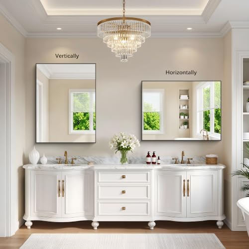 DESBING Black Bathroom Mirror for Wall, 30x40 Inch Rectangle Mirrors - Image 2