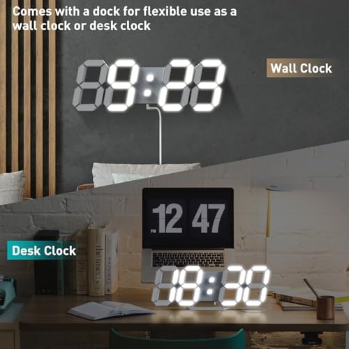 3D LED Digital Wall Clock with Remote Control, 9.7 Inch - Image 5