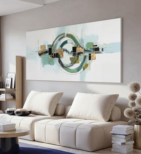 YISXINOAG Sage Green Gold Geometric Wall Art Minimalist Abstract 20"X40" by YISXINOAG