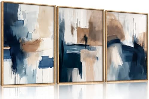 Large Abstract Brush Stroke Framed Canvas Wall Art, Modern Pastel Wall Decor by Unknown