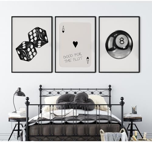 Black White Aesthetic Wall Art Decor 8 Ball Canvas Poster Y2k Cool Dice - Image 6