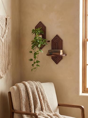 Boho Wall Decor Hanging Plant Shelf, Floating Shelves - Image 2