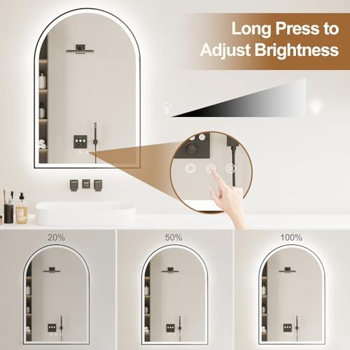 24"x36" Arched LED Lighted Bathroom Mirror - Image 5