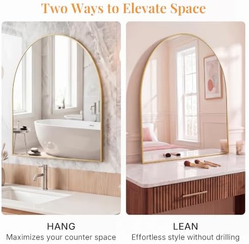 Sweetcrispy 30"x40" Arched Bathroom Mirror, Bathroom Mirrors - Image 5
