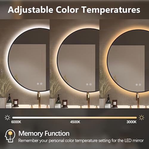 Niccy 24" Round LED Bathroom Backlit Mirror - Image 2
