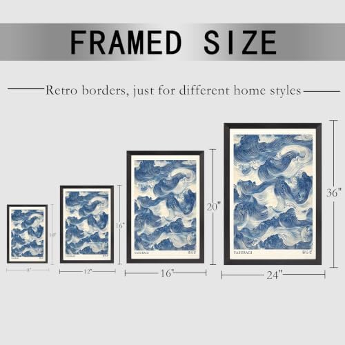 Black Framed Yasuragi Waves Canvas Wall Art 8x10in - Image 5