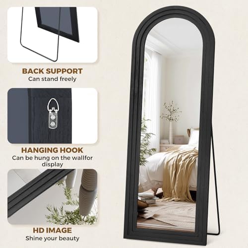 65x22 Arched Full Length Mirror, Solid Wood 3 Layer Frame - Image 3