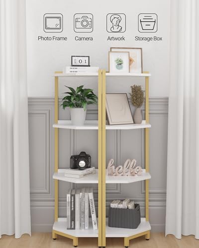 Hzuaneri Corner Shelf Stand 4-Tier Corner Bookshelf Storage Standing Shelf - Image 4