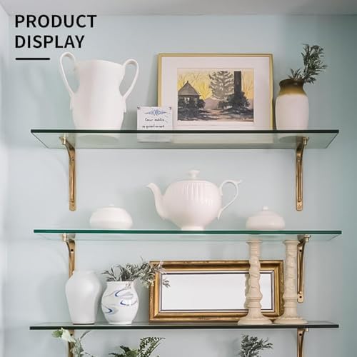 10" W x 36" L - 5 PCS Rectangle Tempered Glass Shelf Set, Glass Shelves of Wall - Image 6