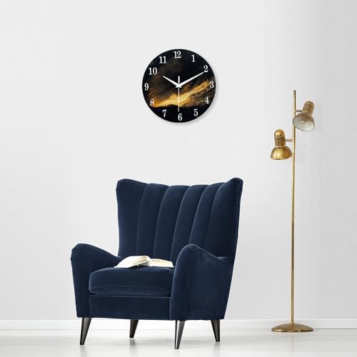 Black Glass Wall Clock Battery Operated 12 Inch - Image 2
