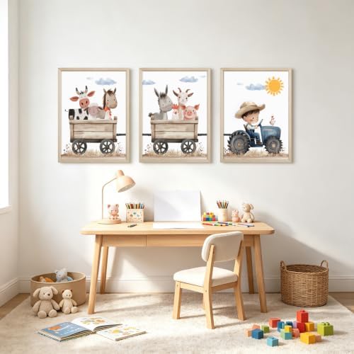 Farm Nursery Animal Wall Art Decor Baby Kids Room Poster Boy Tractor Prints - Image 4