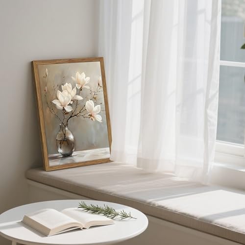 Framed Flower Canvas Wall Art, Elegant Nature Still Life Botanical Artwork - Image 2