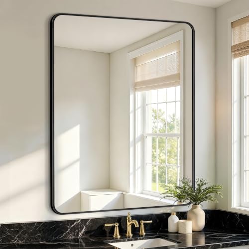 Vanity Bathroom Mirror, 40”x30” Black Bathroom Mirror by LawadaMirror