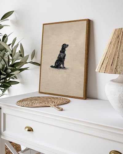 VIYYIEA Vintage Framed Black Dog Wall Art, Bedroom Living Room Minimalist - Image 3