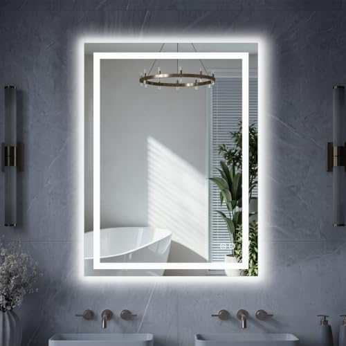 LED Bathroom Mirror with Lights, 36x28 Inch Wall Vanity Mirror by HAPPYMONTLLC