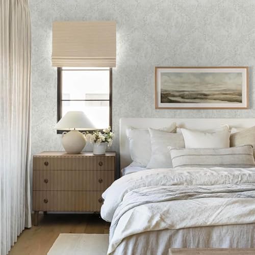 Ismoon Peel and Stick Wallpaper Vintage Floral Ligth Grey Damask Wallpaper - Image 5