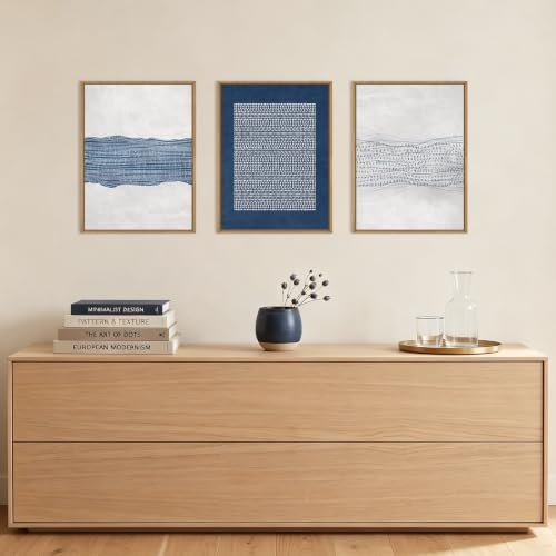 Aryroi Navy Blue and White Abstract Framed Canvas Wall Art Set- 12"x16"x3 - Image 3