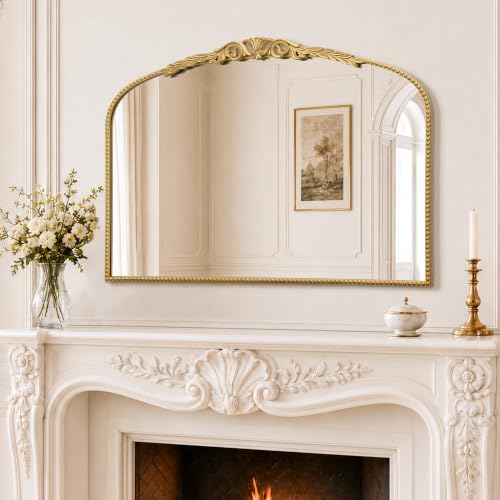 Besdomus Vintage Arched Wall Mirror: 40”x29” Rose Gold Dresser Mirror - Image 5