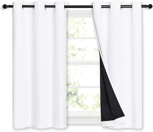 NICETOWN White 100% Blackout Curtains 45 inches Long, 2 Thick Layers Completely by NICETOWN