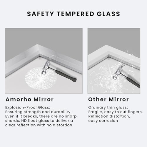 Amorho Bathroom Mirror for Wall 72x36 Inch, Brushed Silver Metal Framed - Image 5