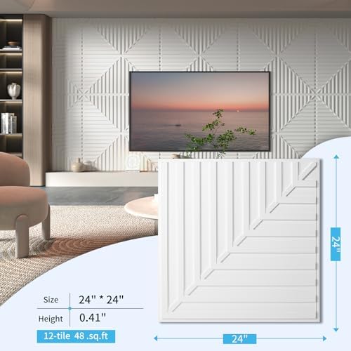 Art3d 12-Pack 2 x 2 ft 3D Textured Drop Ceiling Tiles, 24 x 24 in - Image 3