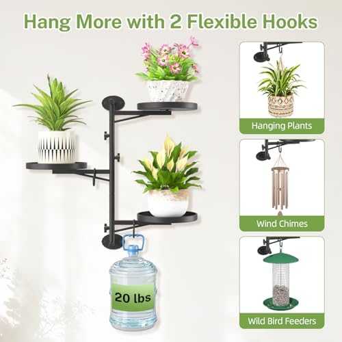 iDavosic.ly Wall Plant Holder, Rotating Floating Window Shelf, 3-Tier Black - Image 4