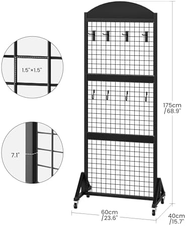 CHOEZON 2 Packs Grid Wall Panel 5.7' x 2' FT Grid Display Rack - Image 3