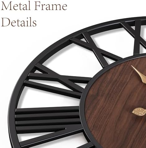 Vantic24 Inch Large Wall Clock, Roman Numeral Wood Oversized Wall Clock - Image 5