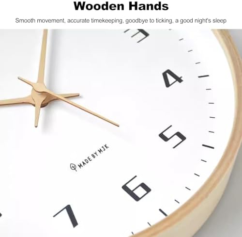 Ergocar Wall Clock, Modern Silent No Ticking Round Wooden Wall Clock Battery - Image 3