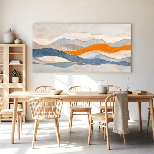 Tsomzxng Large Blue And White Abstract Wall Art - Image 4