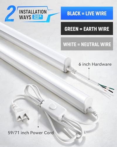 T5 LED Shop Lights 4FT, 20W 2300lm 6500K, Cabinet and Garage Light 4 Pack - Image 5