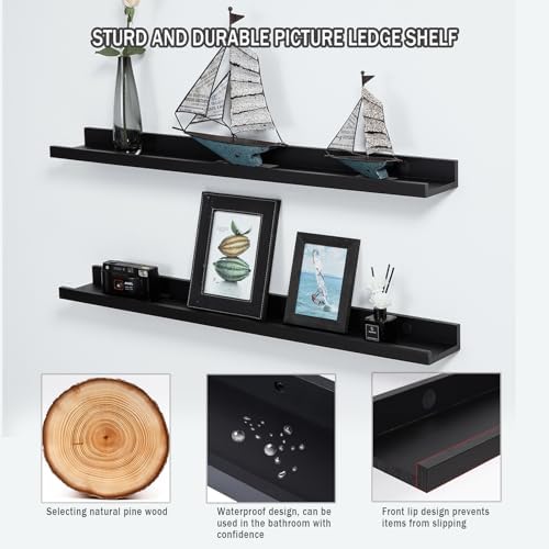 AZSKY Picture Ledge Shelf, Floating Shelves Set of 2, 48 Inches Picture Shelves - Image 4