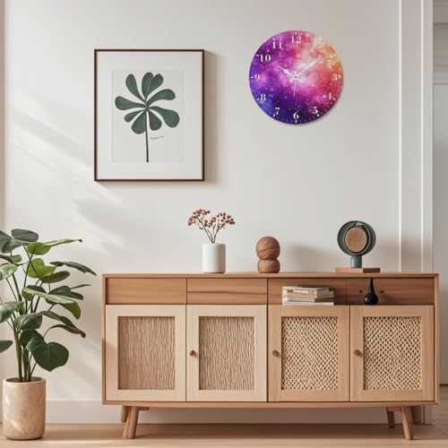 12" Silent Wall Clock, Round Wall Clock, Colorful Starry Sky - Image 5
